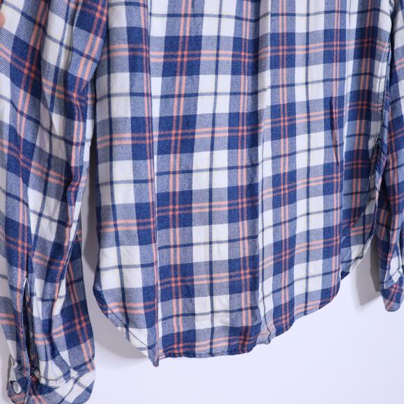 CLOTH & STONE Plaid Button Up Shirt Blue Collared Long Sleeve Women's M - Picture 8 of 11